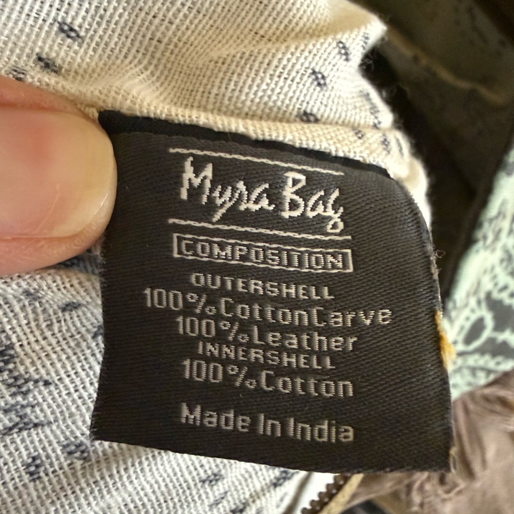 Myra Bag Teal and Brown Travel Tote with White Pattern - Picture 10 of 11